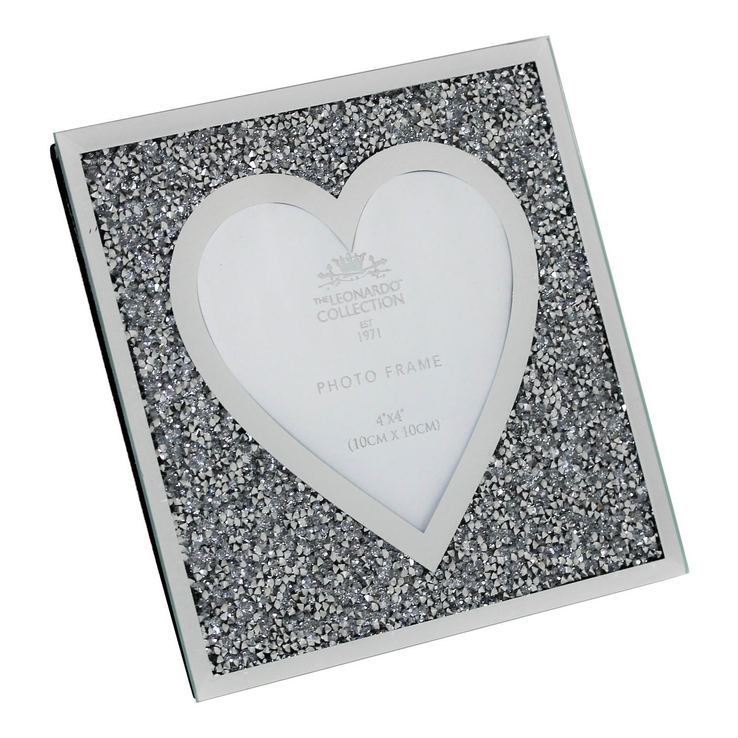 Crushed Diamond Mirrored Picture Frames Silver Heart Shaped Photo Frame